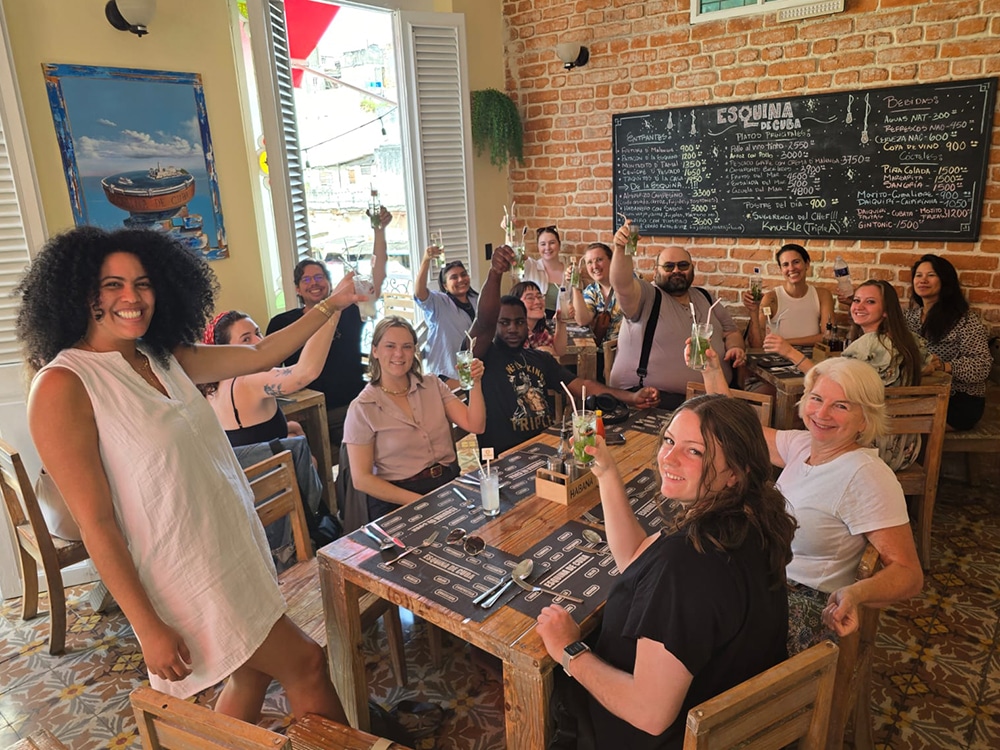 Students, faculty, and staff celebrate their trip to Cuba for the Global Sustainability Field Study.