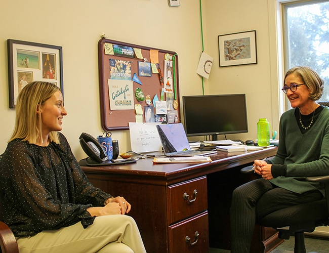 A VLGS 1L is interviewed as a part of Career Services' annual Mock Interview Day.