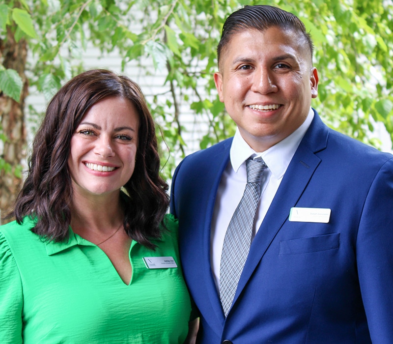 Director of Student Affairs Ashley Ziai with Isaiah Gonzales JD'25