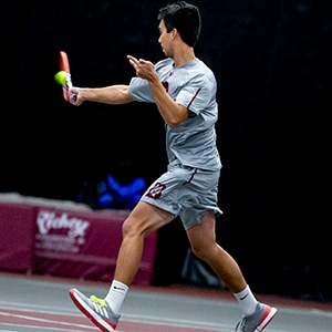 Nick Glover JD'25 plays tennis for Bates College during his undergraduate degree.