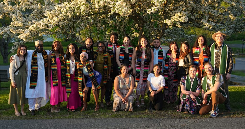 Members of the Asian Pacific American Law Students Association (APALSA), Latin American Law Students Association (LALSA), Black Law Students Association (BLSA), and Native American Law Students Association (NALSA) pose at Commencement 2024's Cultural Celebration.